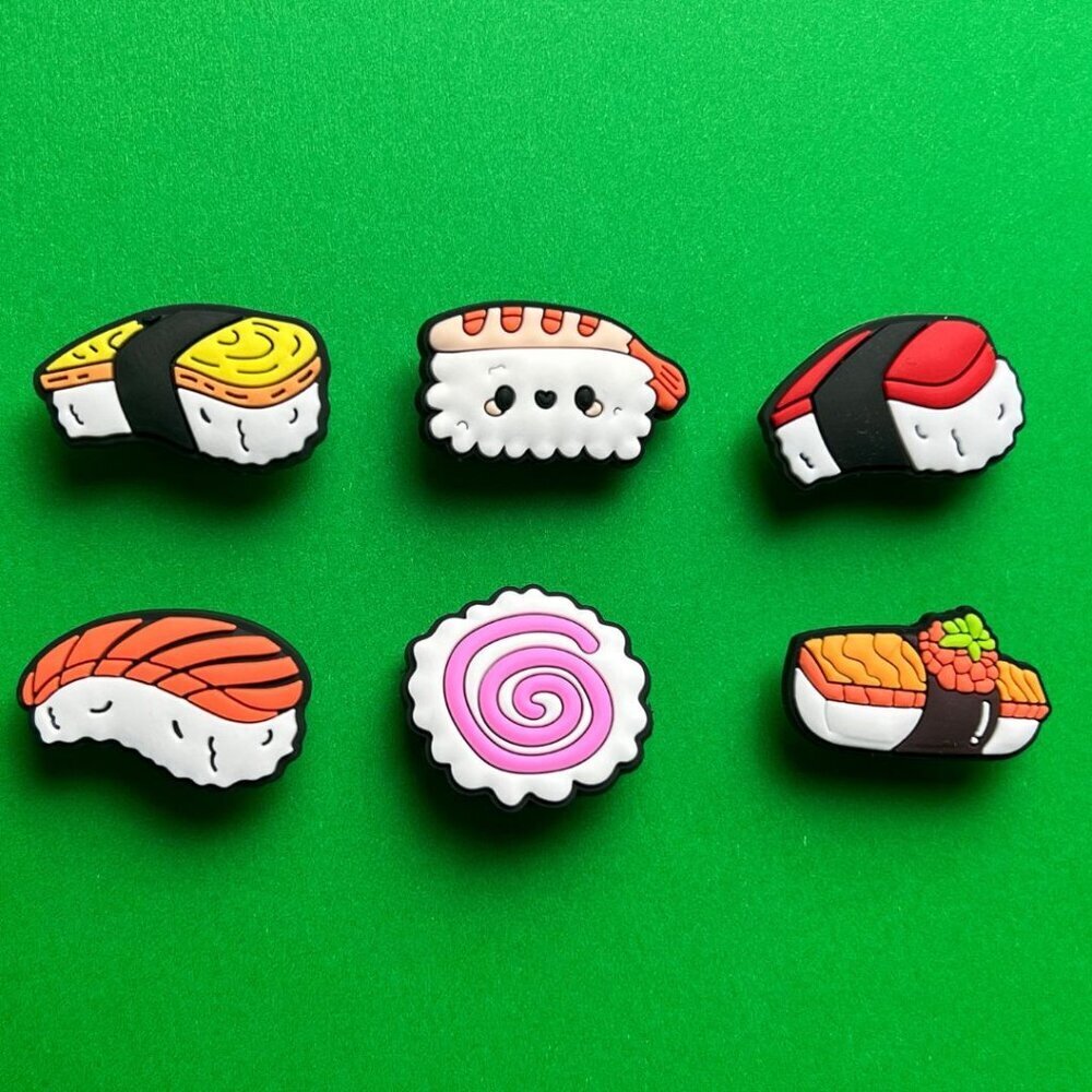 Sushi Crocs Shoe Charms Set of 6 - jibbitz Charms Asian Food Ramen Crocs Charms